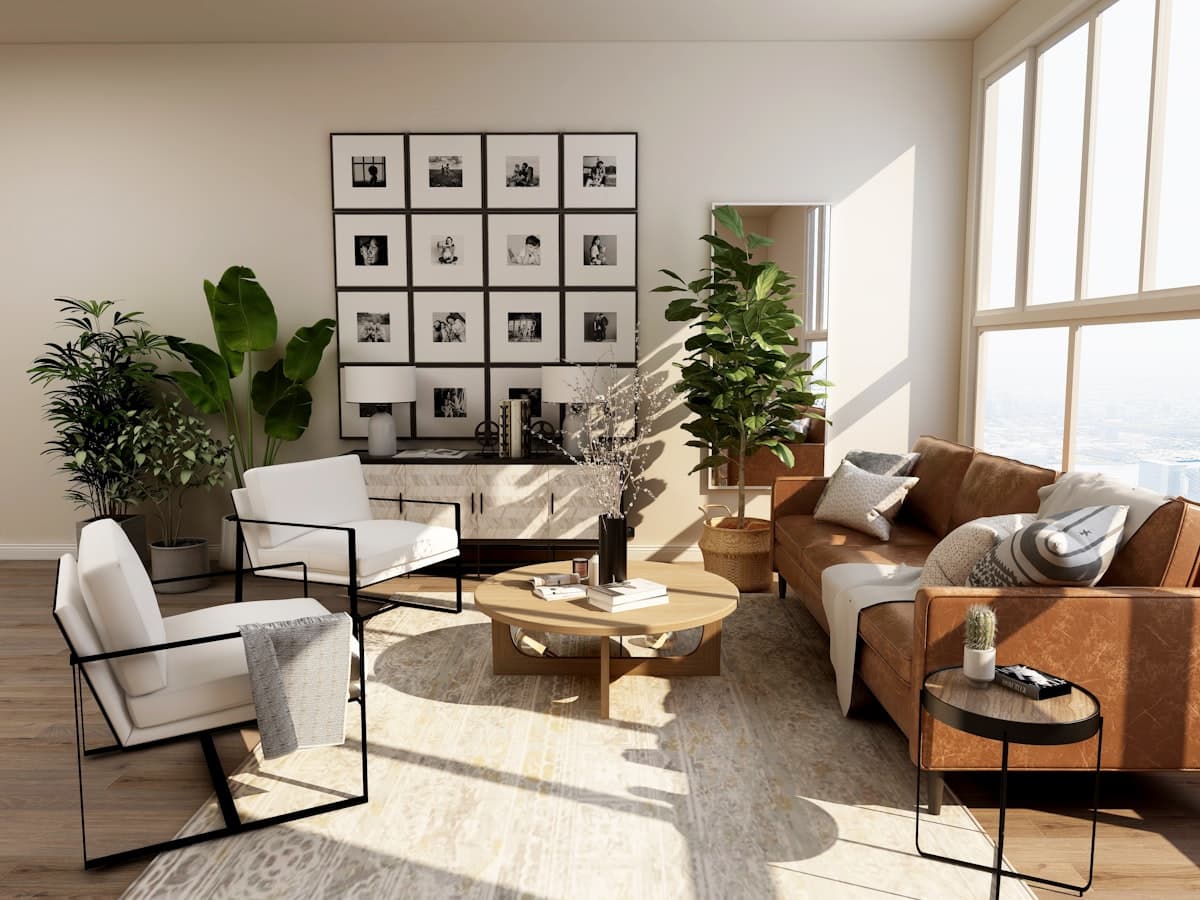 Warmly lit smart home interior